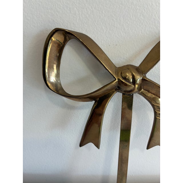 Mid-Century Modern Vintage Solid Brass Bow Wall Hook For Sale - Image 3 of 7