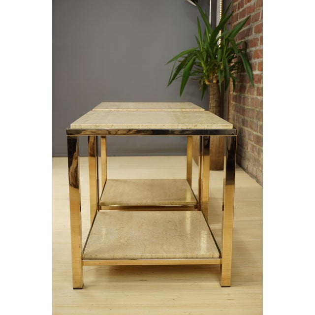 Side Tables in Travertine and 24 Carat Gold from Belgo Chrom / Dewulf Selection, 1970s, Set of 2 For Sale - Image 13 of 15