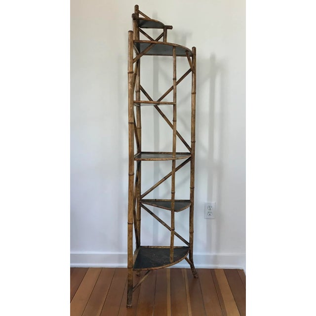 Victorian Antique Aesthetic Style Burnt Bamboo Corner Etagere, Circa 1880 For Sale - Image 3 of 12