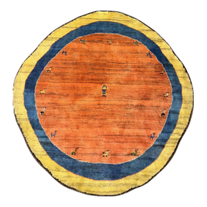 Hand-Knotted Persian Gabbeh Round Rug 6'6" X 6'6"