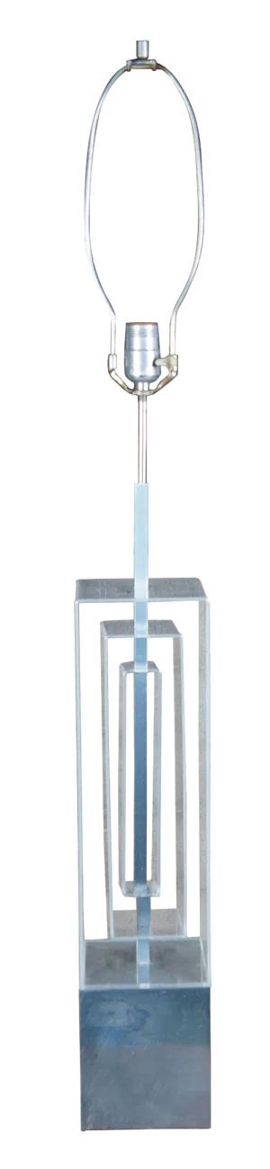 Mid 20th Century Mid Century Modern Stacked Lucite Recantle Lamp Geometric Chrome