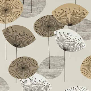 Sanderson Dandelion Clocks Wallpaper in Metallic/Smoke Tree For Sale