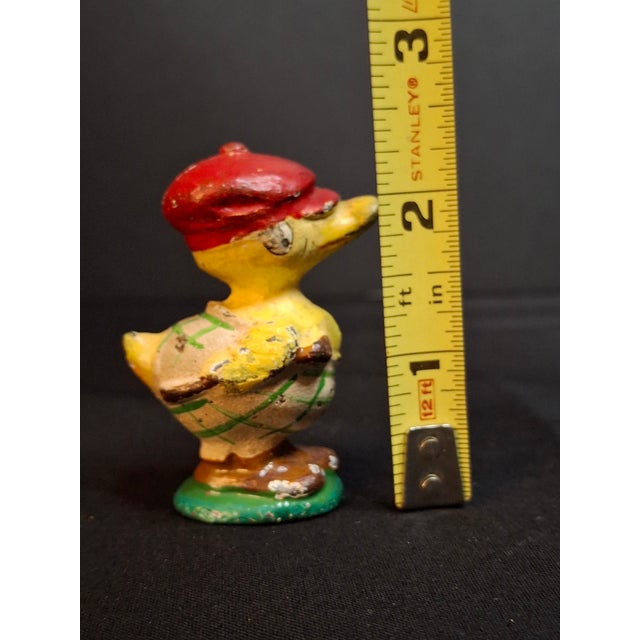 Antique Hubley Cast Iron Golfer Duck Paperweight Duffer Figurine Original Paint For Sale - Image 10 of 11