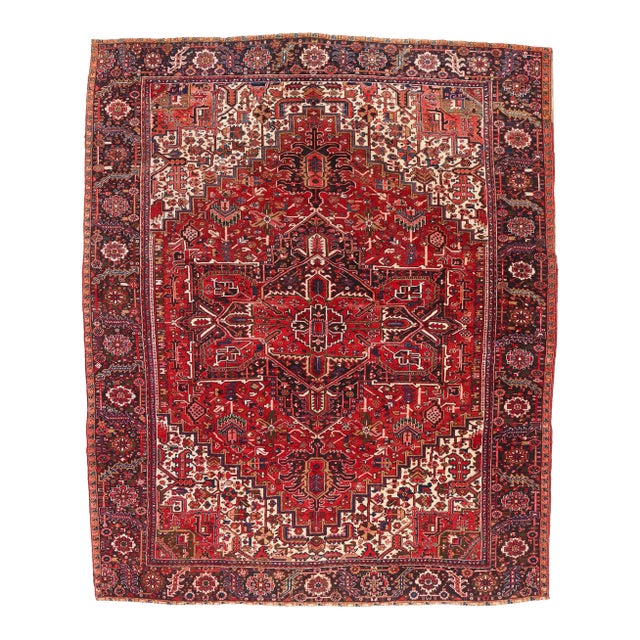 Antique Persian Heriz Rug - 11'07 X 14'01 For Sale