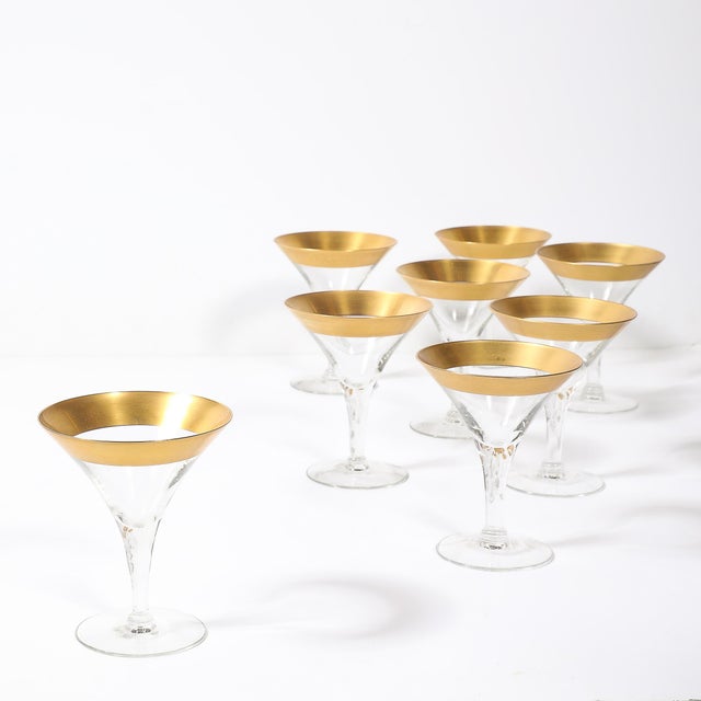 Set of 12 Mid-Century Modernist Gilt Rimmed Martini Glasses by Dorothy Thorpe For Sale - Image 14 of 18
