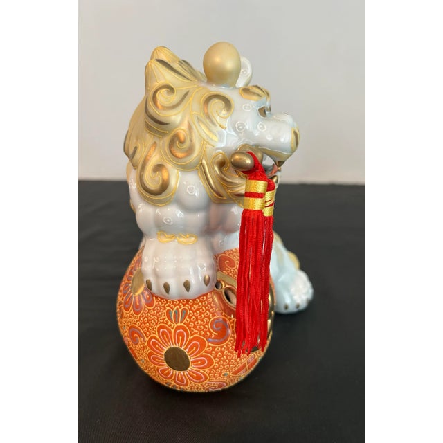Ceramic Mid 20th Century Kutani Gump’s Vintage Hand Painted Porcelain Foo Dogs - A Pair For Sale - Image 7 of 11