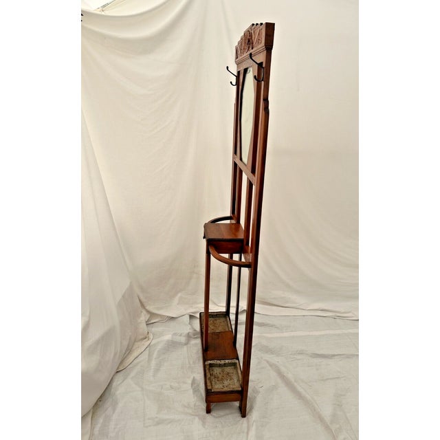 Early 20th Century Art Deco Hall Tree, Mirror, Wormhole Maple Chairish