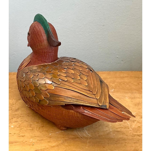 Wood Vintage Shanghai Weave Woven Lidded Duck For Sale - Image 7 of 15
