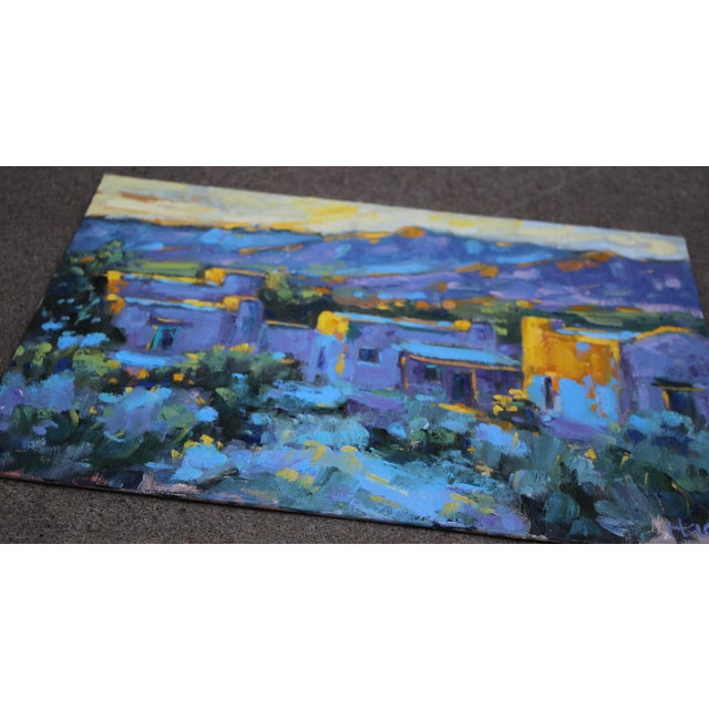 Quiet Places Collection — Evening in New Mexico An original 12″ H × 16″ W oil on linen panel by L Haas from the Quiet...