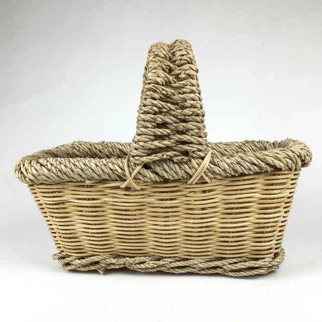 Vintage Rustic Heavy Duty Farmers Basket For Sale - Image 4 of 13