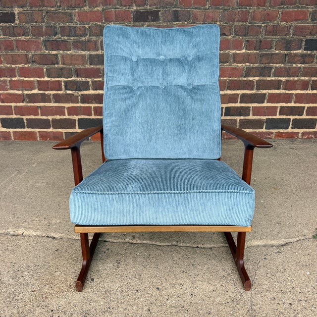 Mid 20th Century Pair of Ib Kofod Larsen for Selig High Back Sled Chairs Danish Modern New Cushions For Sale - Image 5 of 12