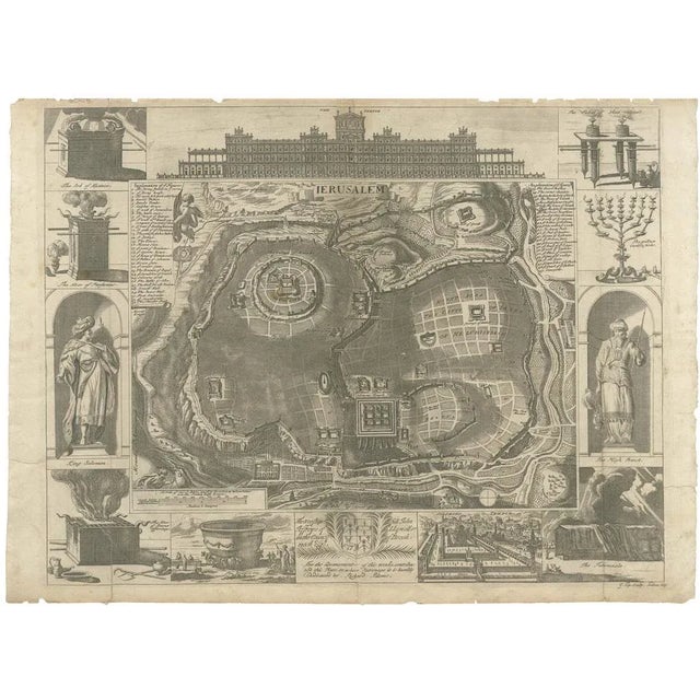 Jerusalem and Temple Imaginary Map by Blome, 1689 For Sale - Image 11 of 11