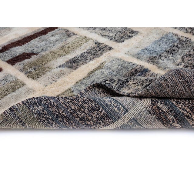 2020s Layered Color-Block Hand-Knotted Moroccan Wool Rug | 10'1" X 6'11" | One of a Kind For Sale - Image 5 of 8
