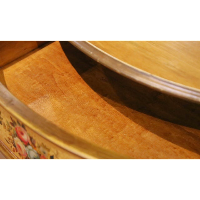 Mid-Century Italian Painted Demi-Lune Commode With Floral and Figural Panel For Sale - Image 12 of 14