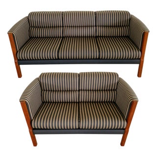 Art Deco Sofas with Double and Triple Seating, Set of 2 For Sale