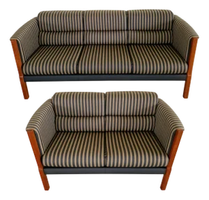 Art Deco Sofas with Double and Triple Seating, Set of 2