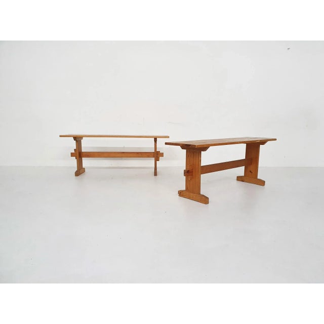 Scandinavian Modern Pinewood Benches, 1960s For Sale - Image 6 of 13