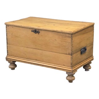 Antique Circa 1900 German Natural Pine Blanket Chest For Sale