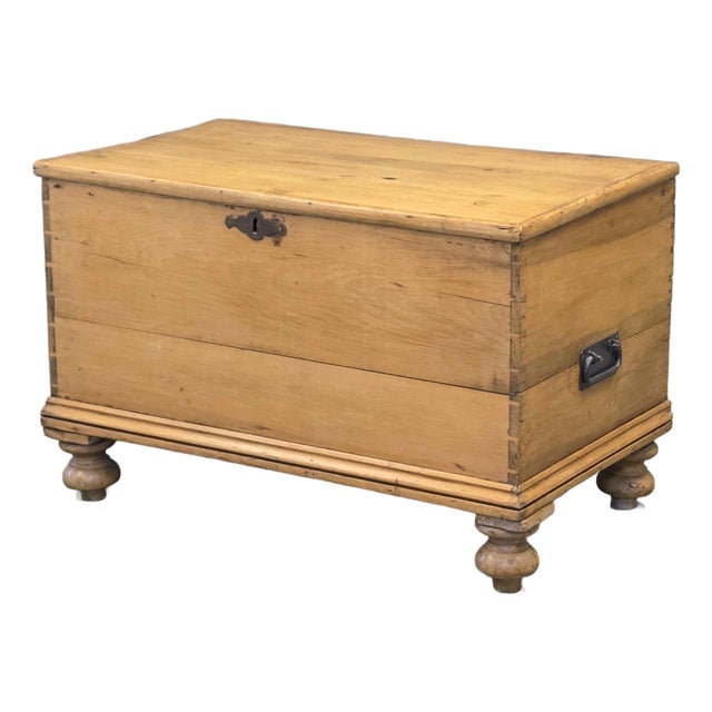Antique Circa 1900 German Natural Pine Blanket Chest For Sale
