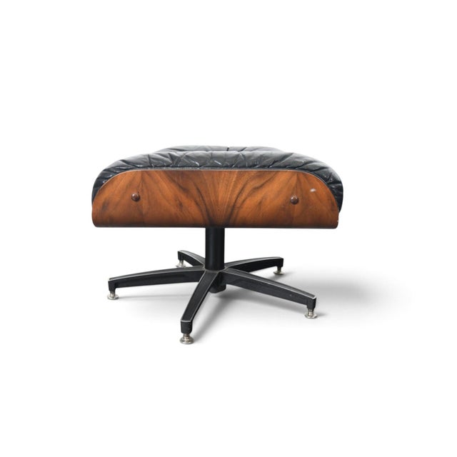 1970s Walnut + Leather Lounge Chair and Ottoman For Sale In San Francisco - Image 6 of 11