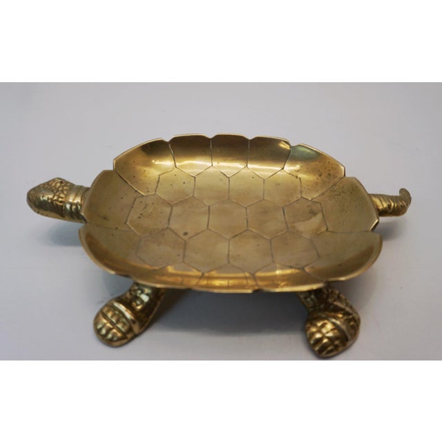 Vintage Solid Brass Turtle Ashtray | Chairish