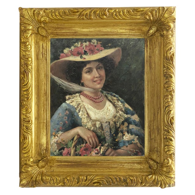 Jean Philipe Moreno, Spring Portrait, French School, 2002, Oil on Canvas, Framed For Sale