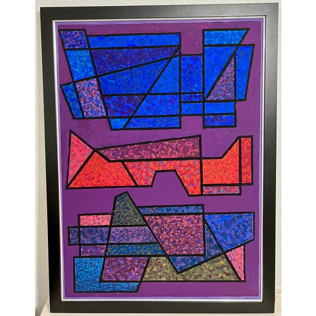Edgard Pillet, French Post War Geometric Abstract Oil Painting Kinetic Op Art Edgard Pillet, 1991 For Sale - Image 12 of 12