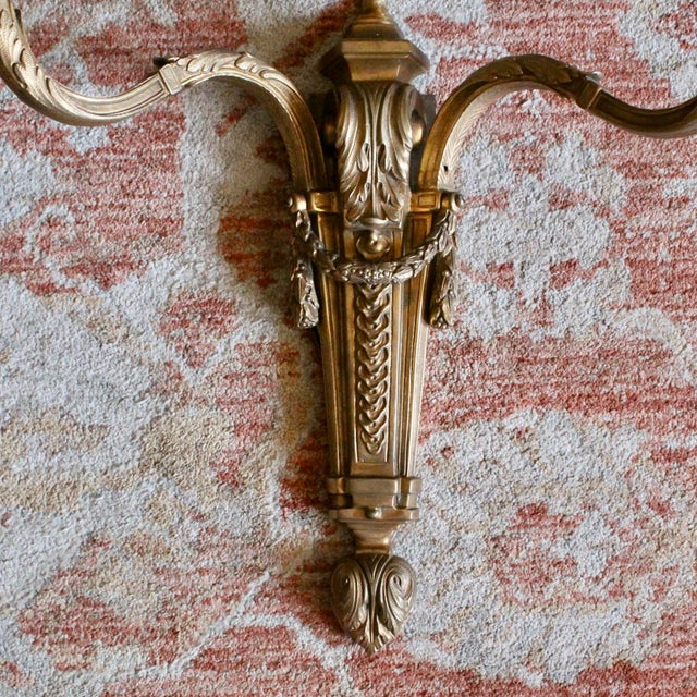 Early 20th Century Pair of Louis XVI Style Gilt Bronze Sconces For Sale - Image 5 of 15
