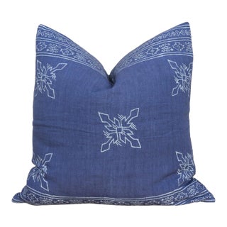 Blue Citlalee Aztec Block Print Pillow For Sale