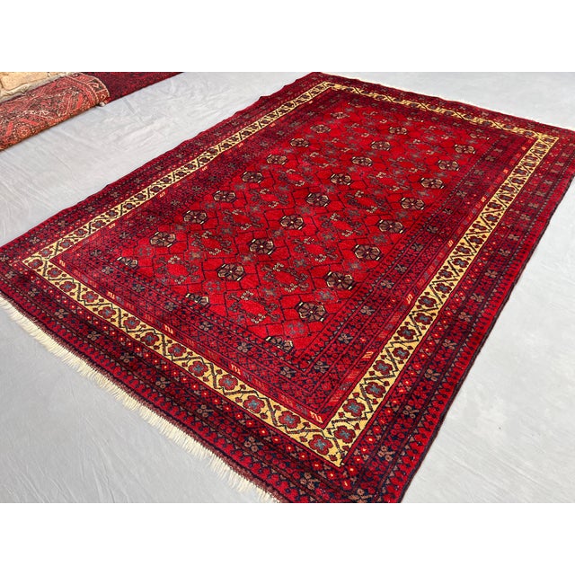 Islamic Vintage Afghan Khal Mohammadi Turkmen Gul Rug - 5'10" X 4'4" For Sale - Image 3 of 12