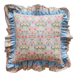 Double Ruffle Cushion Made With Liberty Fabric Lodden & Capel For Sale