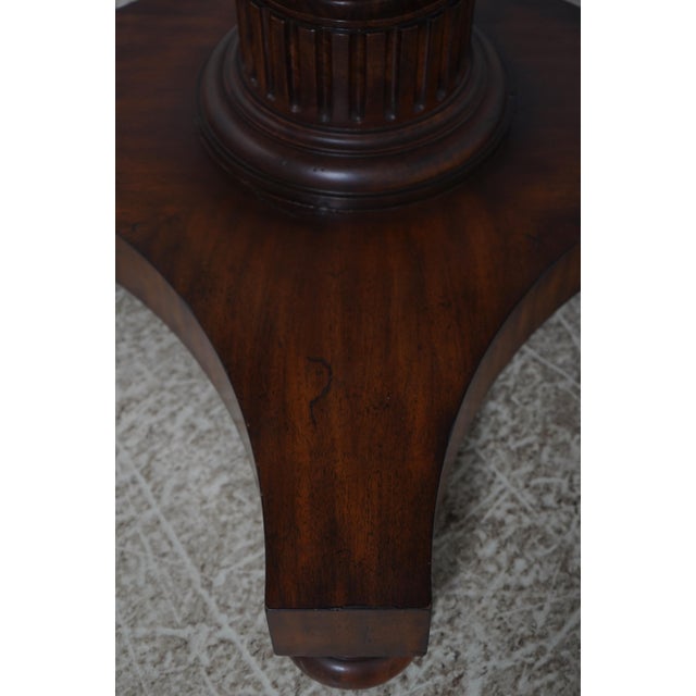 1990s Maitland Smith Round Mahogany Leather Top Center Table For Sale - Image 14 of 18
