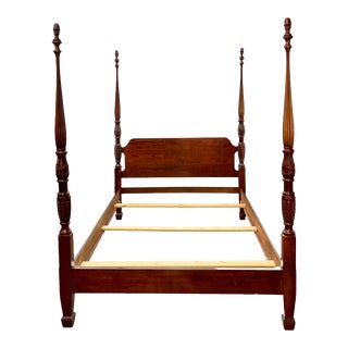 Vintage Lexington Traditional Chippendale Style Mahogany Queen Size Four Poster Bed For Sale