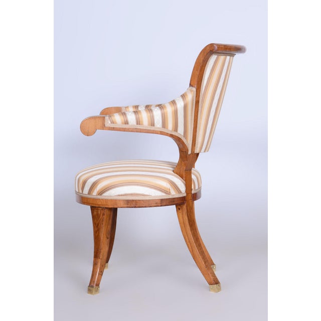 Textile Biedermeier Walnut Armchair attributed to Josef Danhauser, Vienna, Austria, 1820s For Sale - Image 7 of 11