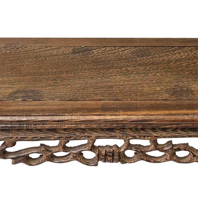 7.5" Light Brown Feather Pattern Rectangular Wood Display Stand Riser For Sale - Image 9 of 9