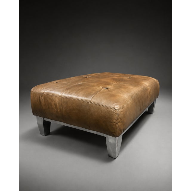 Brown Loom Ironhide Leather Bench For Sale - Image 8 of 8