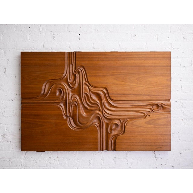 Mid Century Carved Wood Abstract Art Panel Chairish