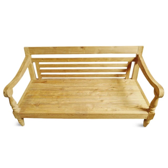 Contemporary Contemporary Teak Outdoor Club Bench For Sale - Image 3 of 8