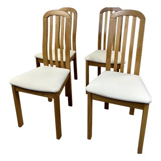 Vintage Chairs in Elm and Findahls Fabric, Denmark, 1980s, Set of 4 For Sale