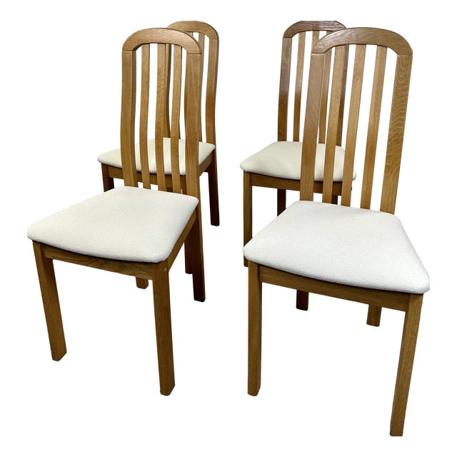 Vintage Chairs in Elm and Findahls Fabric, Denmark, 1980s, Set of 4 For Sale