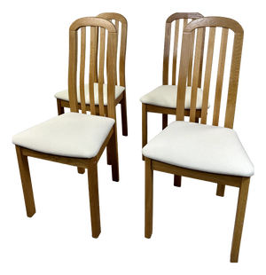 Vintage Chairs in Elm and Findahls Fabric, Denmark, 1980s, Set of 4