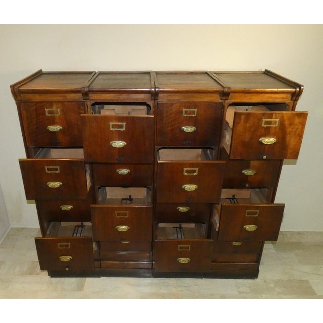Brown Walnut Filing Cabinet, Italy, 1900s For Sale - Image 8 of 18