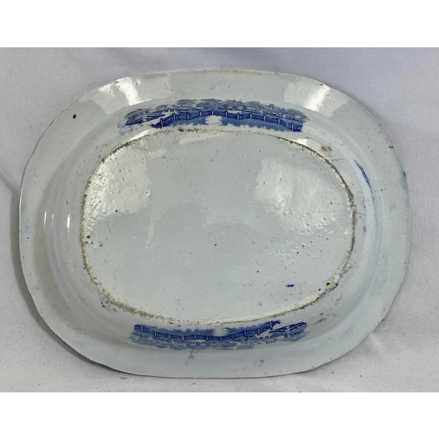 Antique Oval Blue Willow Serving Bowl Made in England - Circa 1900 For Sale - Image 10 of 13