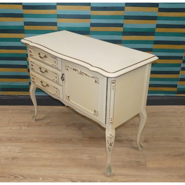 Chippendale White Gold Three Drawers Chest of Drawers, 1960s For Sale - Image 10 of 12
