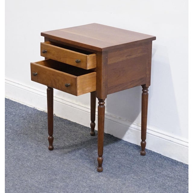 Wood Stickley Furniture Solid Cherry Traditional Sheraton Style 19" Two Drawer Nightstand For Sale - Image 7 of 12