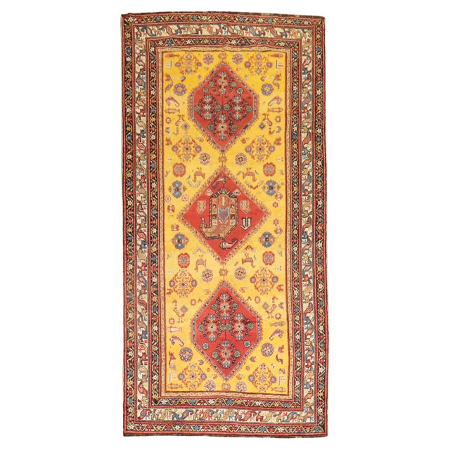 Red Early 20th Century Yellow Northwest Persian Tribal Rug For Sale - Image 8 of 18