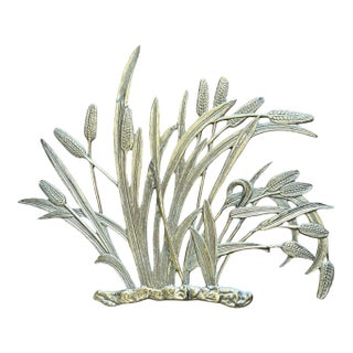 Vintage Brass Botanical Grasses & Seed Heads Wall Sculpture For Sale
