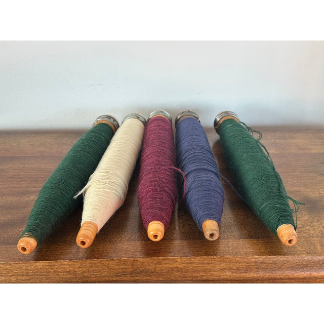 Textile Antique Textile Weaving Bobbins Set of 5 For Sale - Image 7 of 12