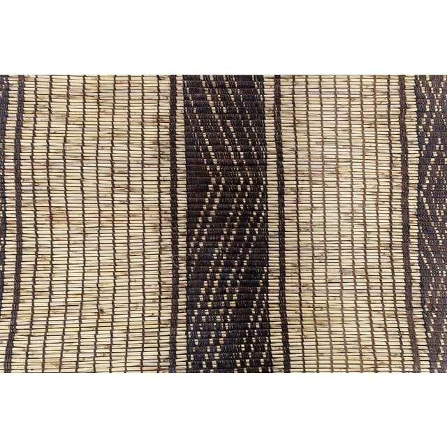 Tribal Moroccan Vintage Beige With Brown Carpet Reed And Leather Tuareg For Sale - Image 3 of 8
