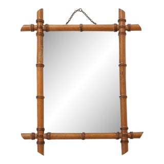 Small Faux Bamboo Carved Frame Mirror, England 1940s For Sale
